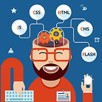 Graphic of a web developer